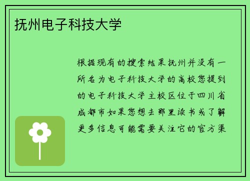 抚州电子科技大学